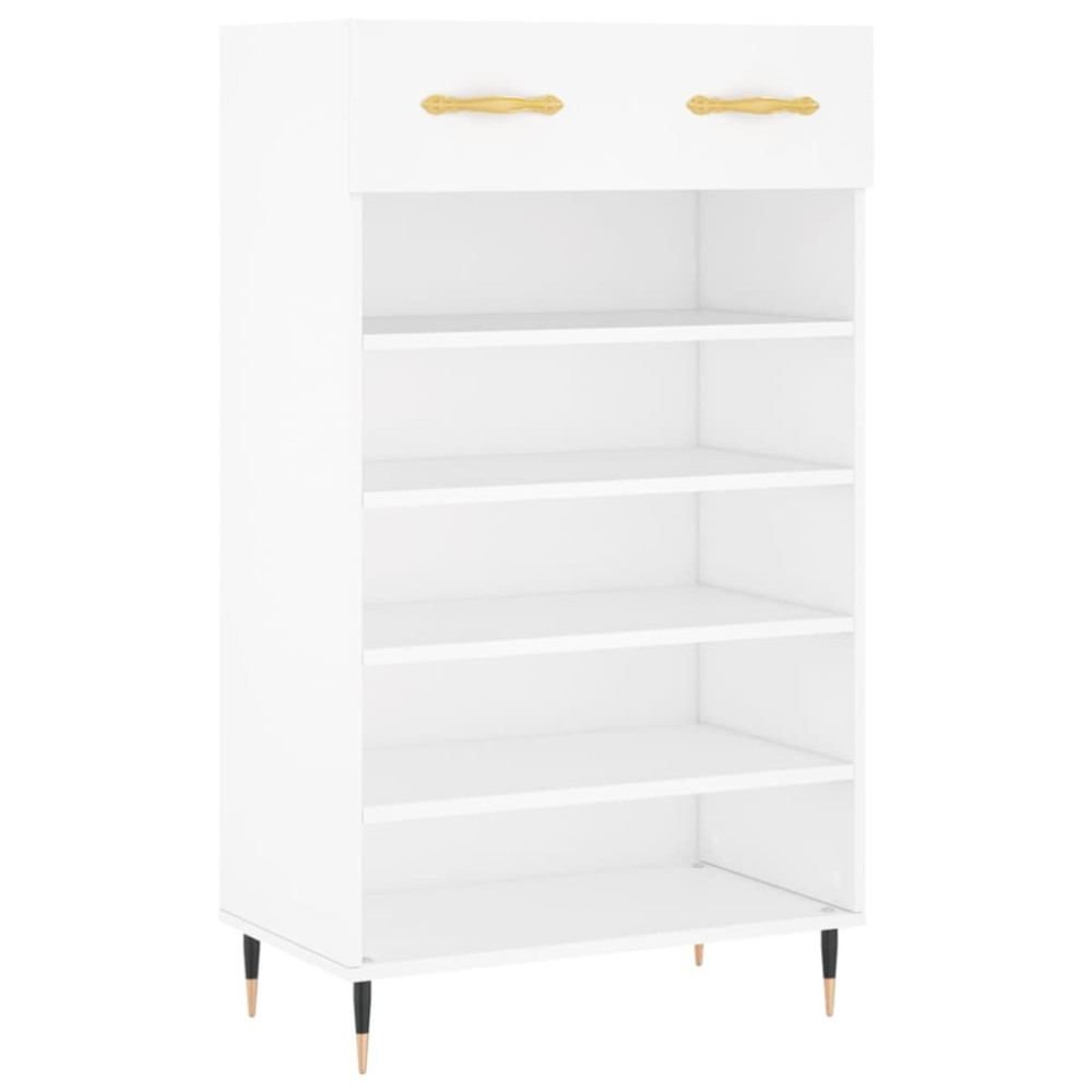 Produktbild för Skohylla vit 60x35x105 cm konstruerat trä
