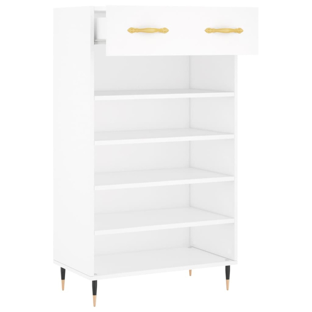 Produktbild för Skohylla vit 60x35x105 cm konstruerat trä