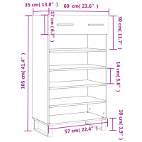 Produktbild för Skoskåp vit högglans 60x35x105 cm konstruerat trä