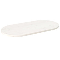 Produktbild för Bordsskiva vit 110x55x2,5 cm oval massiv furu