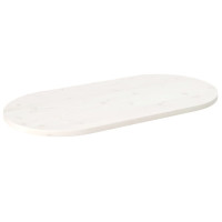 Produktbild för Bordsskiva vit 90x45x2,5 cm oval massiv furu