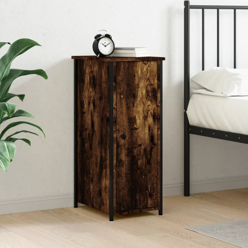 Produktbild för Sängbord rökfärgad ek 32x42x80 cm konstruerat trä