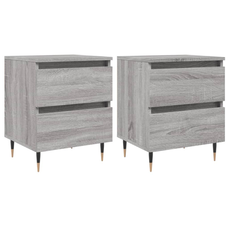 Produktbild för Sängbord 2 st grå sonoma 40x35x50 cm konstruerat trä