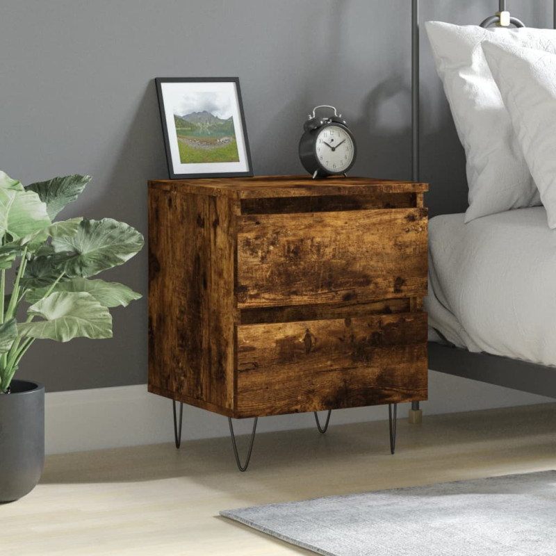 Produktbild för Sängbord rökfärgad ek 40x35x50 cm konstruerat trä