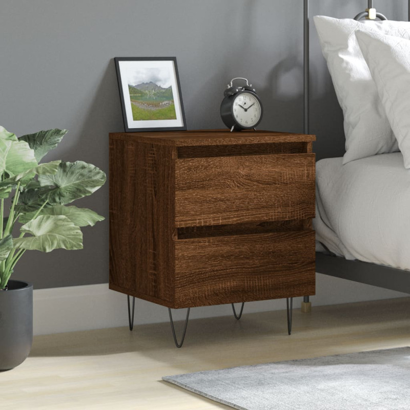 Produktbild för Sängbord brun ek 40x35x50 cm konstruerat trä