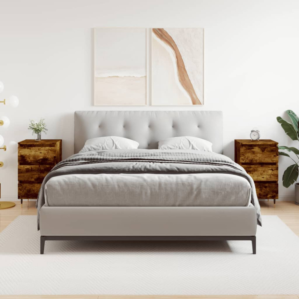 Produktbild för Sängbord 2 st rökfärgad ek 40x35x69 cm konstruerat trä