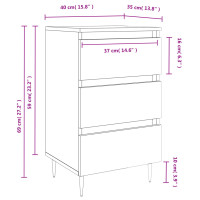 Produktbild för Sängbord 2 st rökfärgad ek 40x35x69 cm konstruerat trä