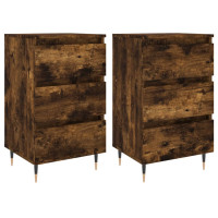 Produktbild för Sängbord 2 st rökfärgad ek 40x35x69 cm konstruerat trä