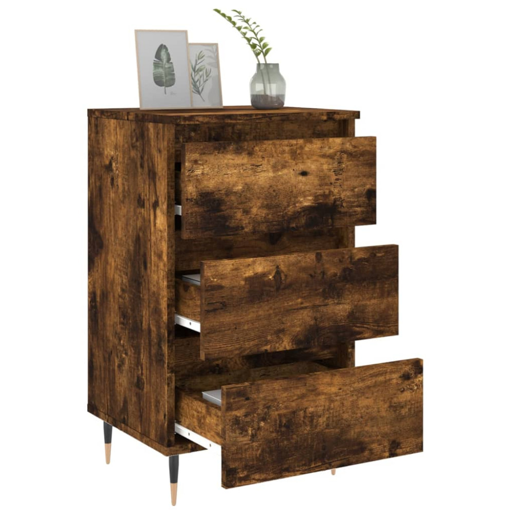 Produktbild för Sängbord 2 st rökfärgad ek 40x35x69 cm konstruerat trä