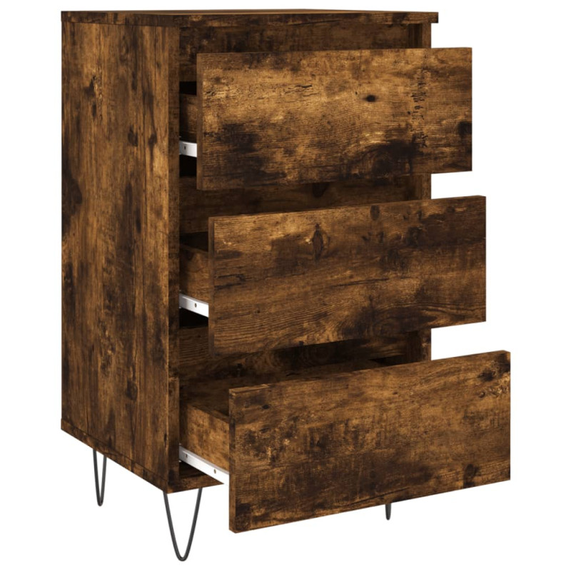 Produktbild för Sängbord 2 st rökfärgad ek 40x35x69 cm konstruerat trä