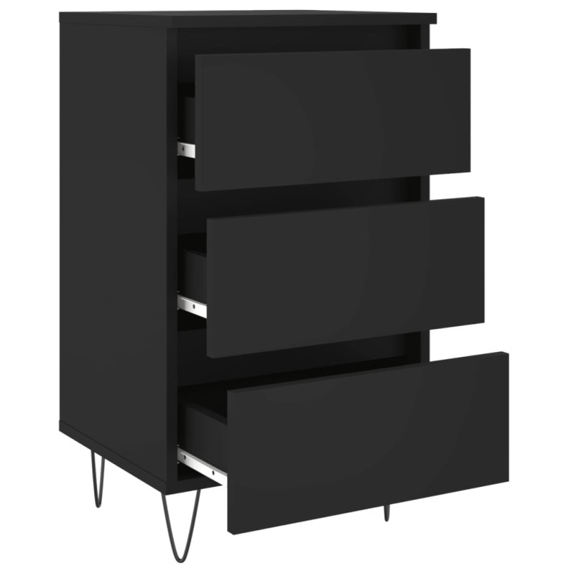 Produktbild för Sängbord svart 40x35x69 cm konstruerat trä