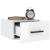 Produktbild för Väggmonterat sängbord vit högglans 35x35x20 cm