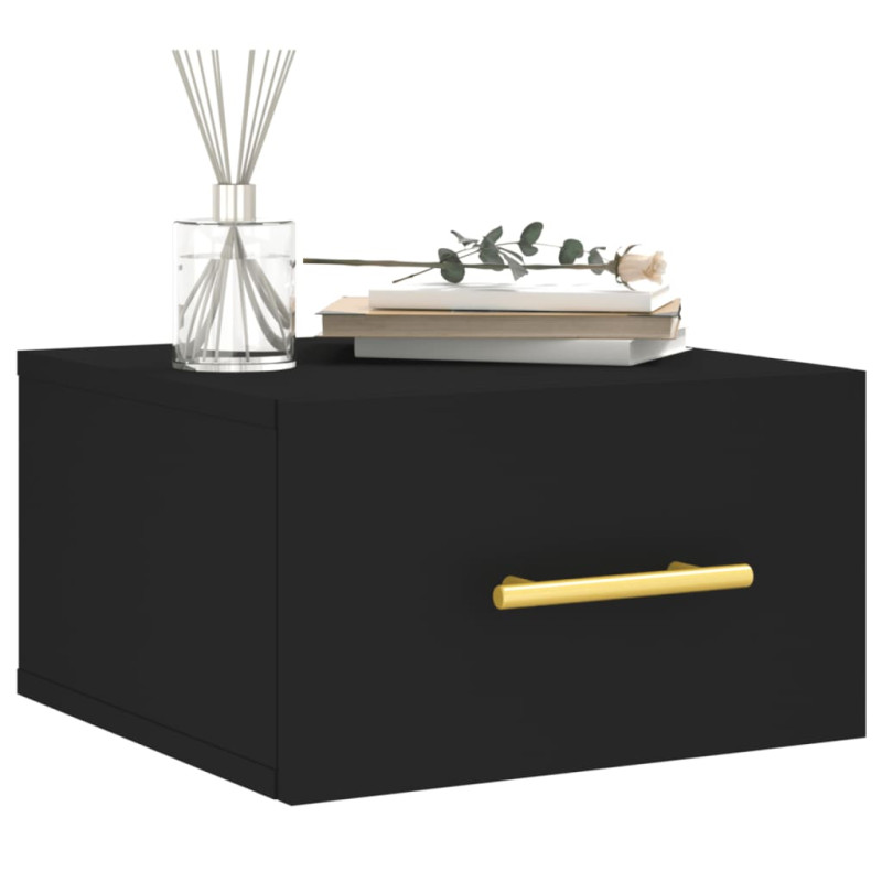 Produktbild för Väggmonterade sängbord 2 st svart 35x35x20 cm
