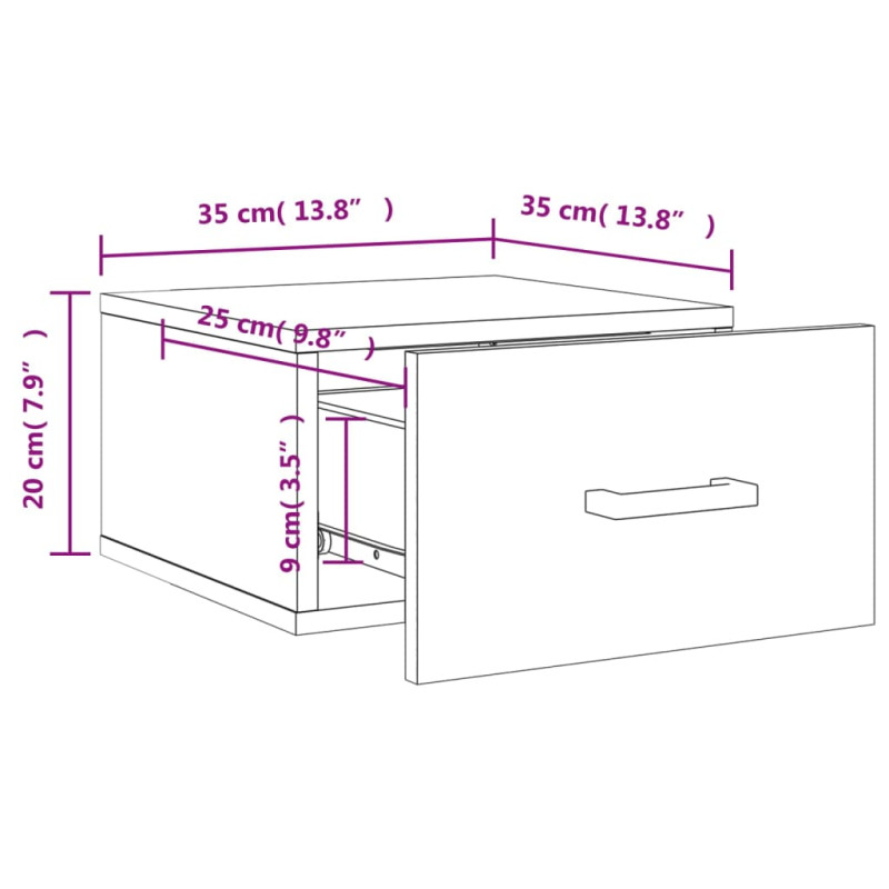 Produktbild för Väggmonterat sängbord vit 35x35x20 cm