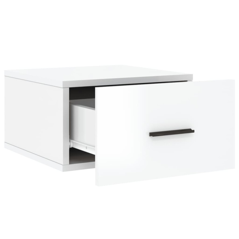 Produktbild för Väggmonterade sängbord 2 st vit högglans 35x35x20 cm
