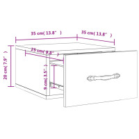 Produktbild för Väggmonterade sängbord grå sonoma 35x35x20 cm