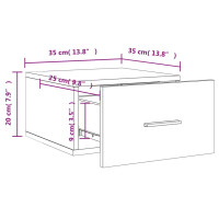 Miniatyr av produktbild för Väggmonterat sängbord vit högglans 35x35x20 cm