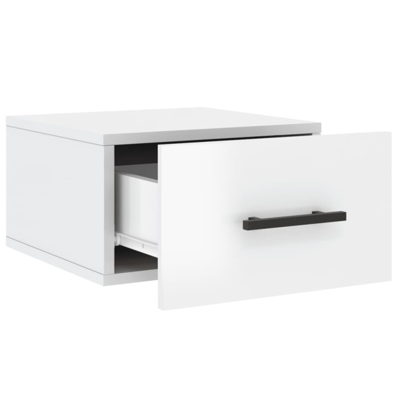 Produktbild för Väggmonterade sängbord 2 st vit högglans 35x35x20 cm