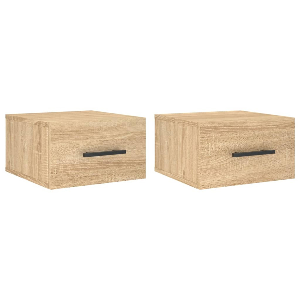 Produktbild för Väggmonterade sängbord 2 st sonoma-ek 35x35x20 cm