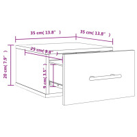 Produktbild för Väggmonterat sängbord rökfärgad ek 35x35x20 cm