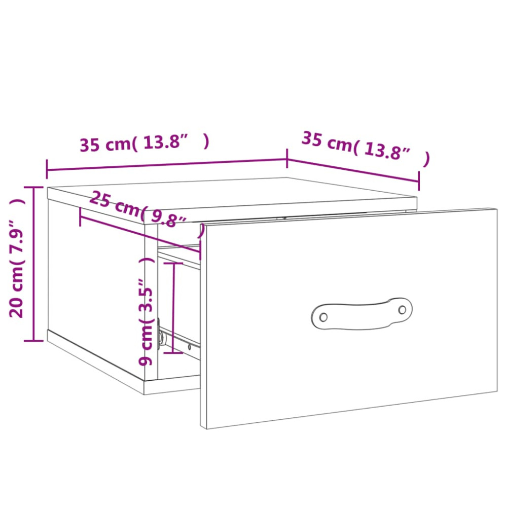 Produktbild för Väggmonterat sängbord betonggrå 35x35x20 cm