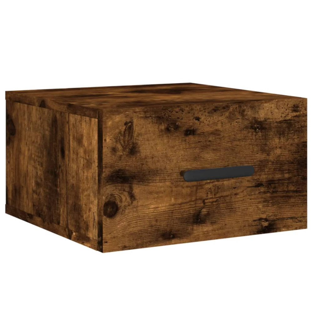Produktbild för Väggmonterat sängbord rökfärgad ek 35x35x20 cm