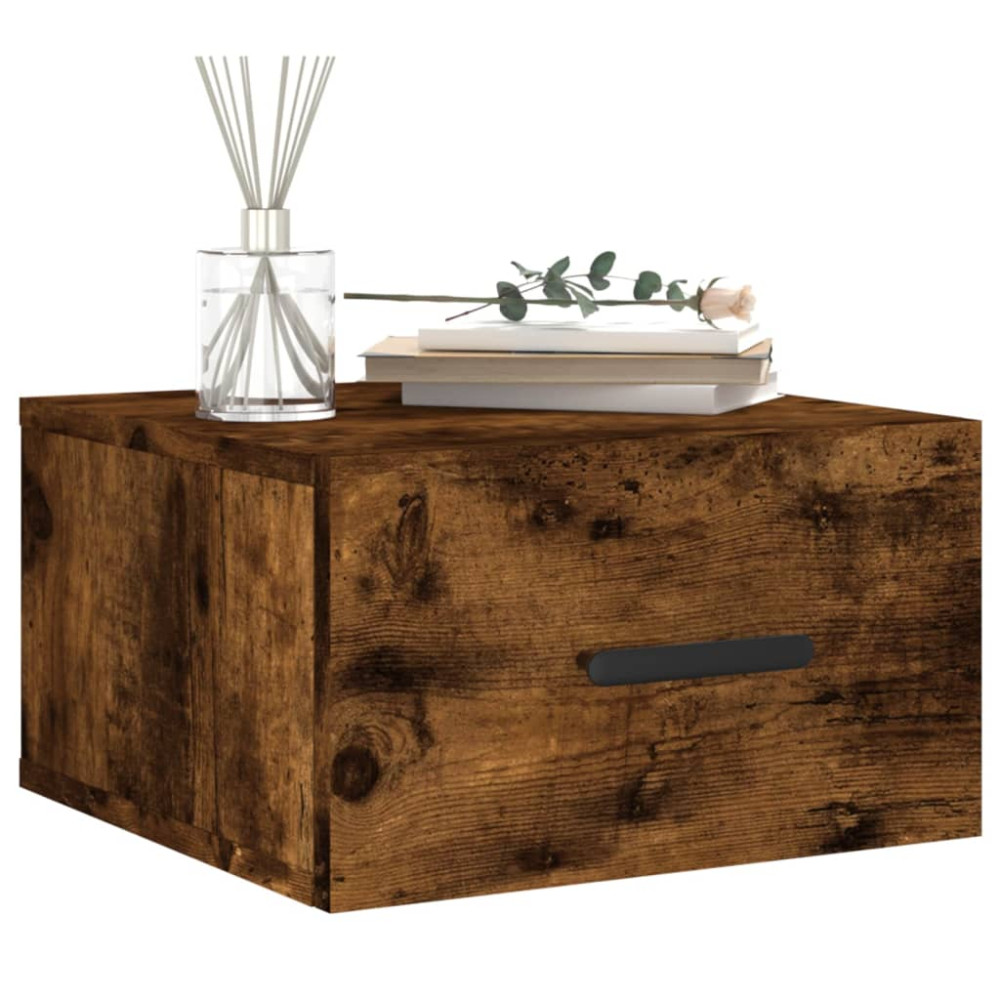 Produktbild för Väggmonterat sängbord rökfärgad ek 35x35x20 cm