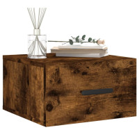 Produktbild för Väggmonterat sängbord rökfärgad ek 35x35x20 cm
