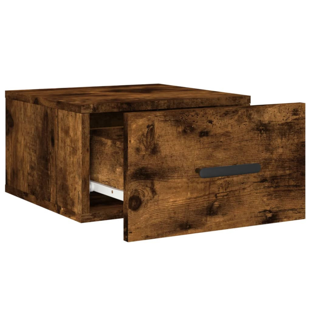 Produktbild för Väggmonterat sängbord rökfärgad ek 35x35x20 cm