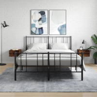 Produktbild för Väggmonterat sängbord 2 st rökfärgad ek 35x35x20 cm