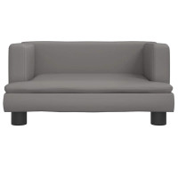 Produktbild för Barnsoffa grå 60x40x30 cm konstläder