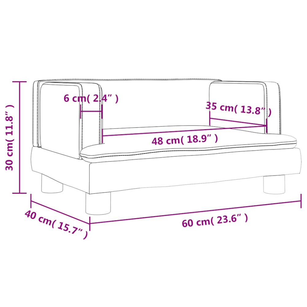 Produktbild för Barnsoffa grå 60x40x30 cm konstläder