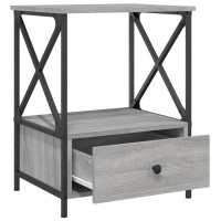 Miniatyr av produktbild för Sängbord grå sonoma 50x41x65 cm konstruerat trä