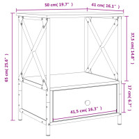 Miniatyr av produktbild för Sängbord grå sonoma 50x41x65 cm konstruerat trä