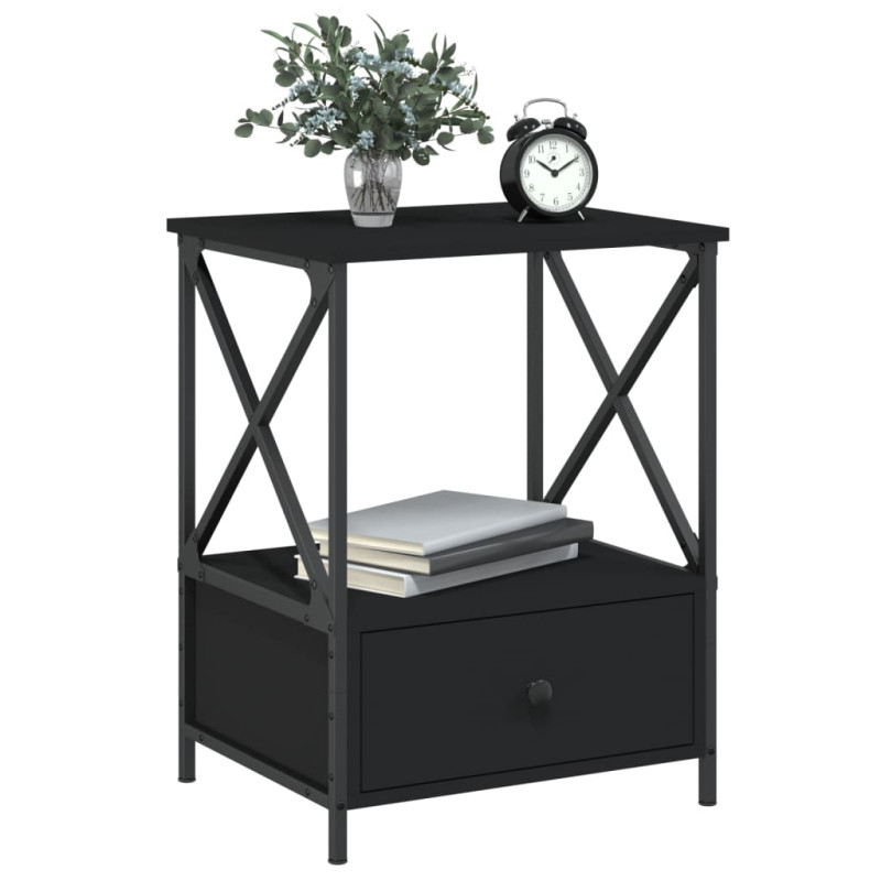 Produktbild för Sängbord svart 50x41x65 cm konstruerat trä