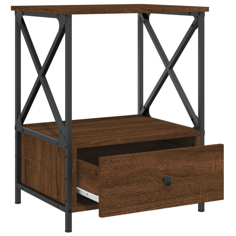Produktbild för Sängbord brun ek 50x41x65 cm konstruerat trä