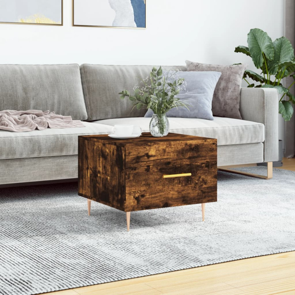 Produktbild för Soffbord rökfärgad ek 50x50x40 cm konstruerat trä