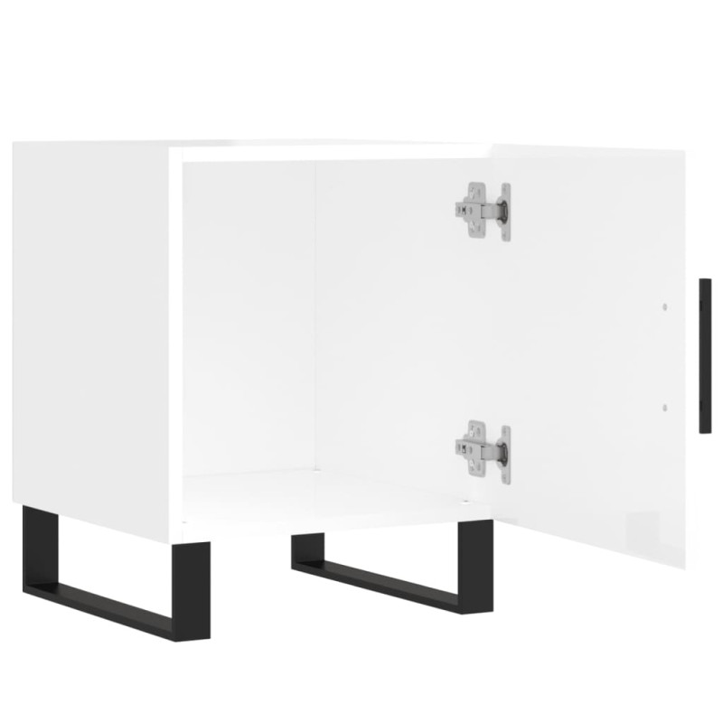 Produktbild för Sängbord vit högglans 40x40x50 cm konstruerat trä