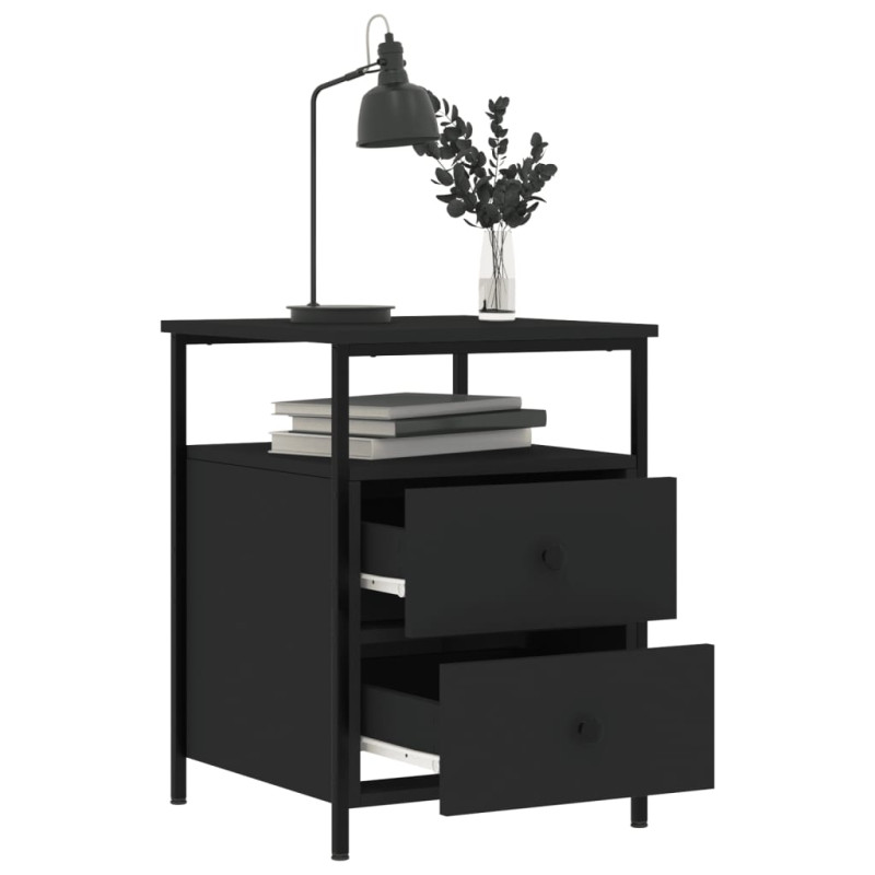 Produktbild för Sängbord svart 44x45x60 cm konstruerat trä