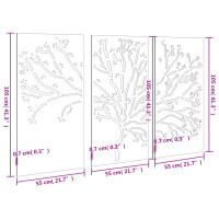 Produktbild för Väggdekorationer 3 delar 105x55 cm rosttrögt stål träddesign
