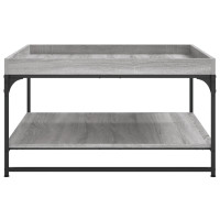 Produktbild för Soffbord grå sonoma 80x80x45 cm konstruerat trä och järn