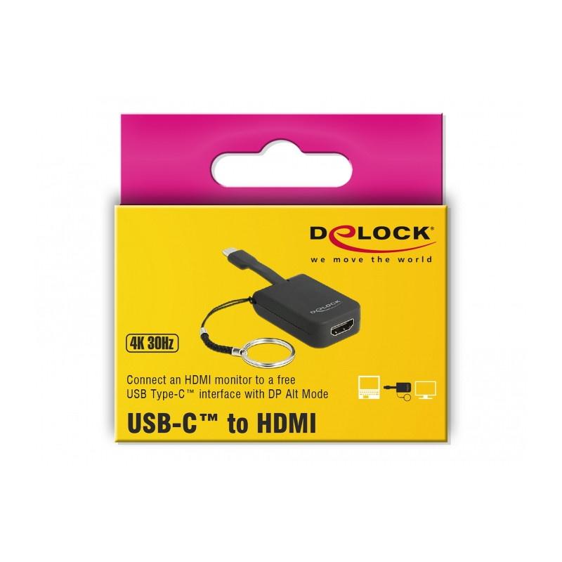 Produktbild för DeLOCK 63942 videokabeladapter 0,03 m USB Type-C HDMI Svart