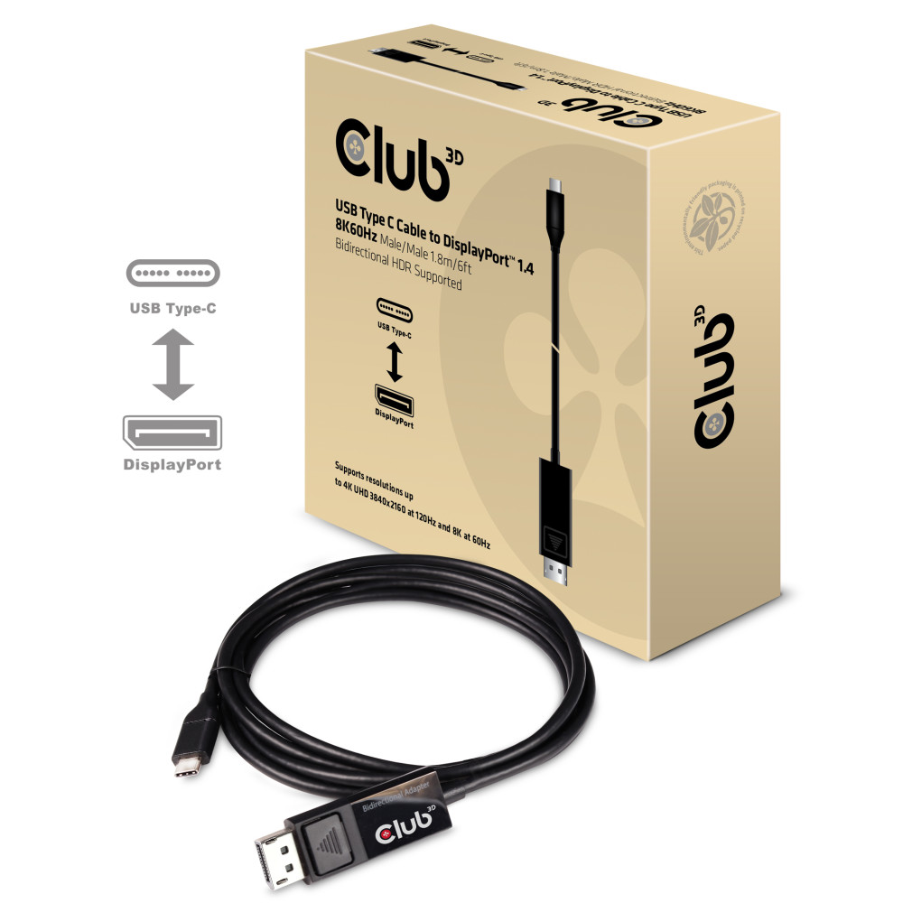 Produktbild för CLUB3D cac-1557 USB C Displayport 1.4 Svart