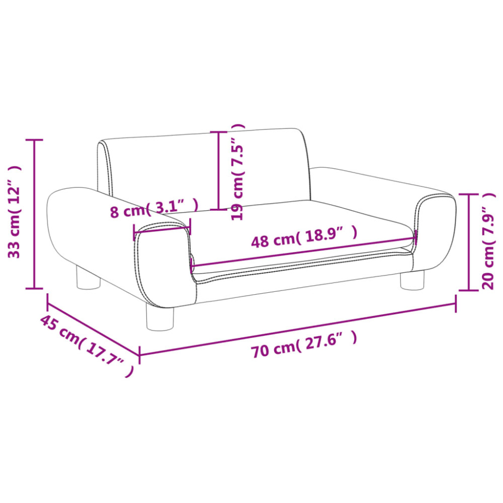 Produktbild för Barnsoffa brun 70x45x33 cm sammet
