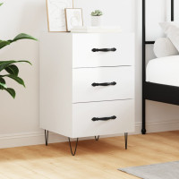 Produktbild för Sängbord vit högglans 40x40x66 cm konstruerat trä