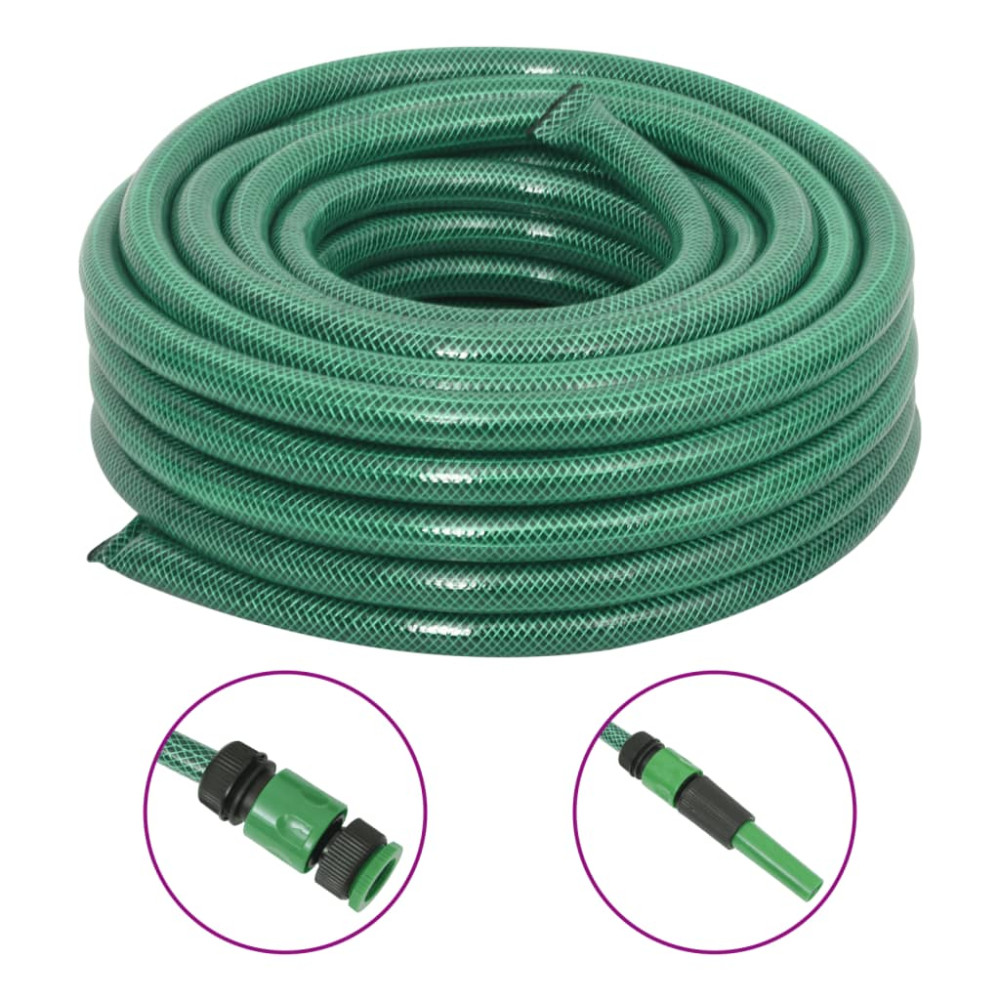 Produktbild för Trädgårdsslang med kopplingar grön 0,75" 100 m PVC