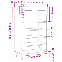 Produktbild för Skohylla vit 60x35x105 cm konstruerat trä