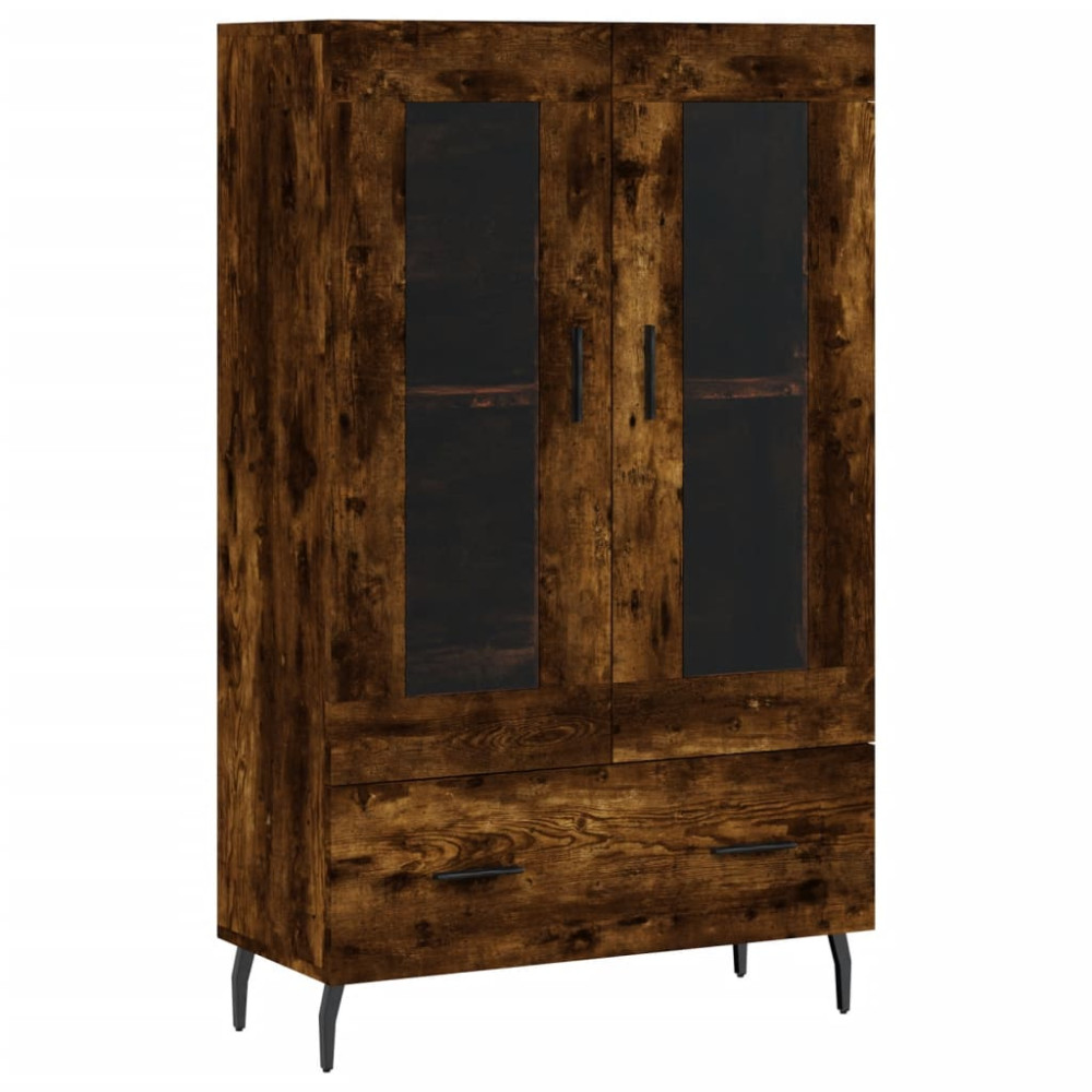 Produktbild för Högskåp rökfärgad ek 69,5x31x115 cm konstruerat trä