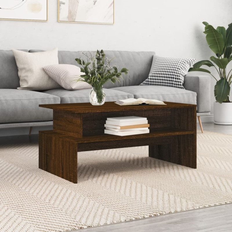 Produktbild för Soffbord brun ek 90x55x42,5 cm konstruerat trä