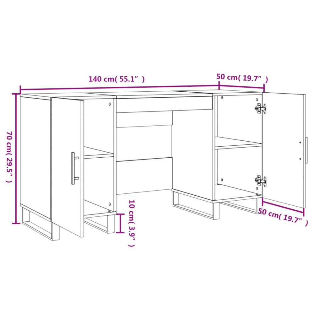 Produktbild för Skrivbord sonoma-ek 140x50x75 cm konstruerat trä